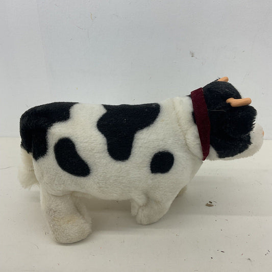 Vintage Japan Iwaya Black White Moo Cow Electronic Stuffed Animal UNTESTED - Warehouse Toys