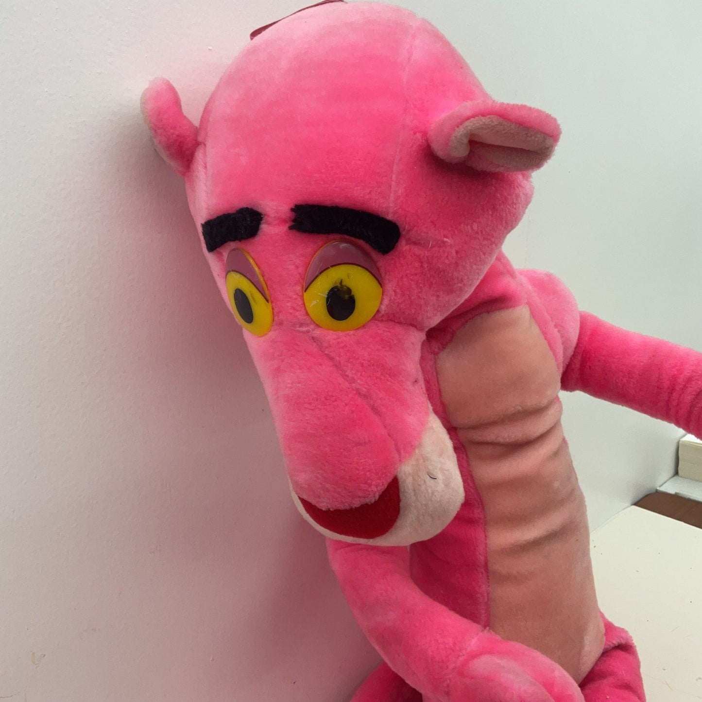 Vintage Jumbo Mighty Star Preowned Pink Poseable Pink Panther Stuffed Animal Toy - Warehouse Toys