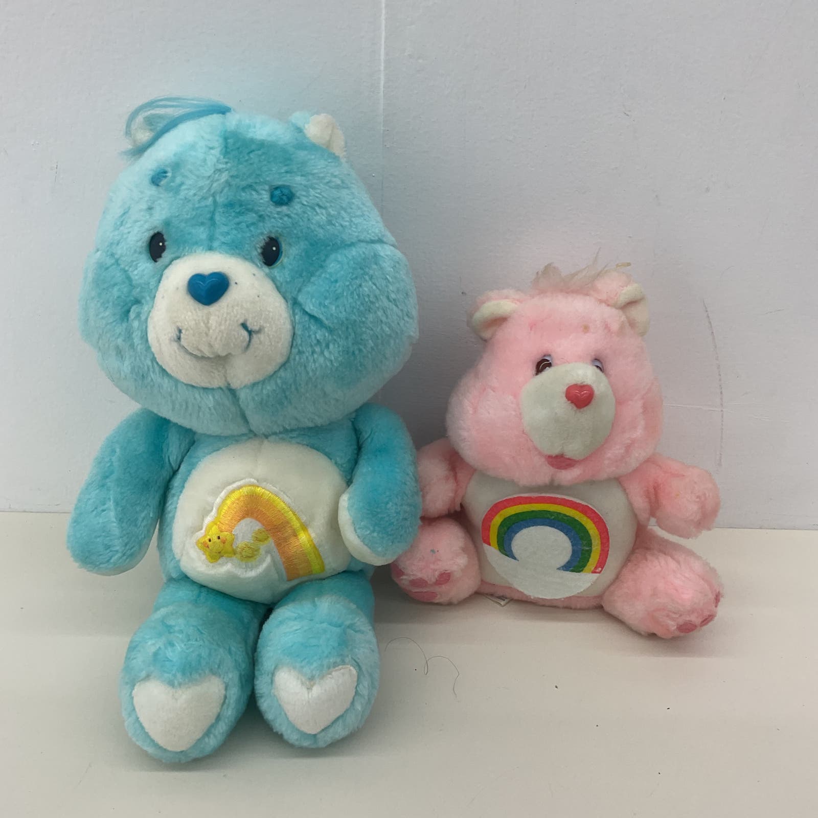 Vintage Kenner 1980s LOT 2 Care Bears Blue Wish Cheer Bear Coin Bank Plush - Warehouse Toys