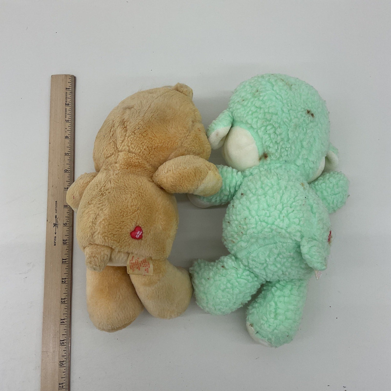 Vintage Kenner 1980s LOT 2 Care Bears Plush Brown Tender Heart Green Lamb Cousin - Warehouse Toys