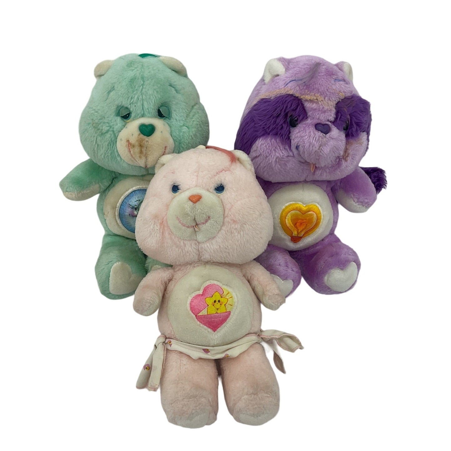 Vintage Kenner 1980s LOT 3 Care Bears Cousin Bright Heart Raccoon Bedtime Baby - Warehouse Toys