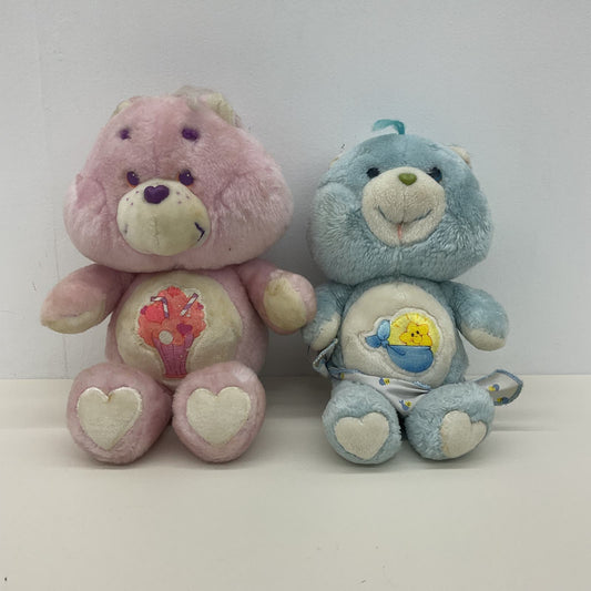 Vintage Kenner LOT 2 Care Bears Plush Dolls Purple Share Bear Blue Baby Tugs Toy - Warehouse Toys