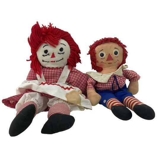 Vintage Knickerbocker Raggedy Andy & Handmade Raggedy Ann Rag Dolls Plush - Warehouse Toys