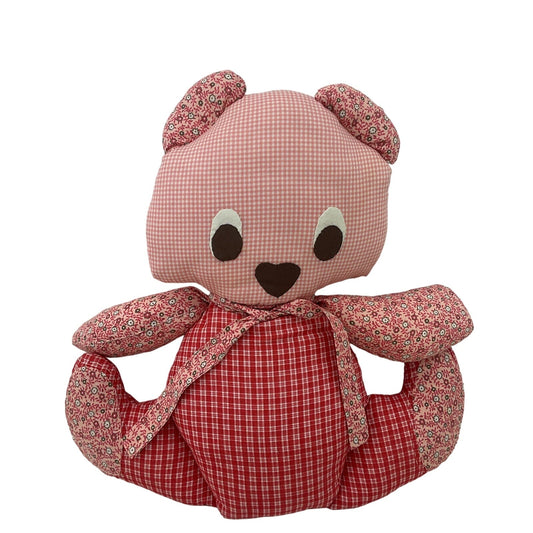 Vintage Large Handmade Gingham Plaid Teddy Bear Country Home Kitsch Plush Pillow - Warehouse Toys