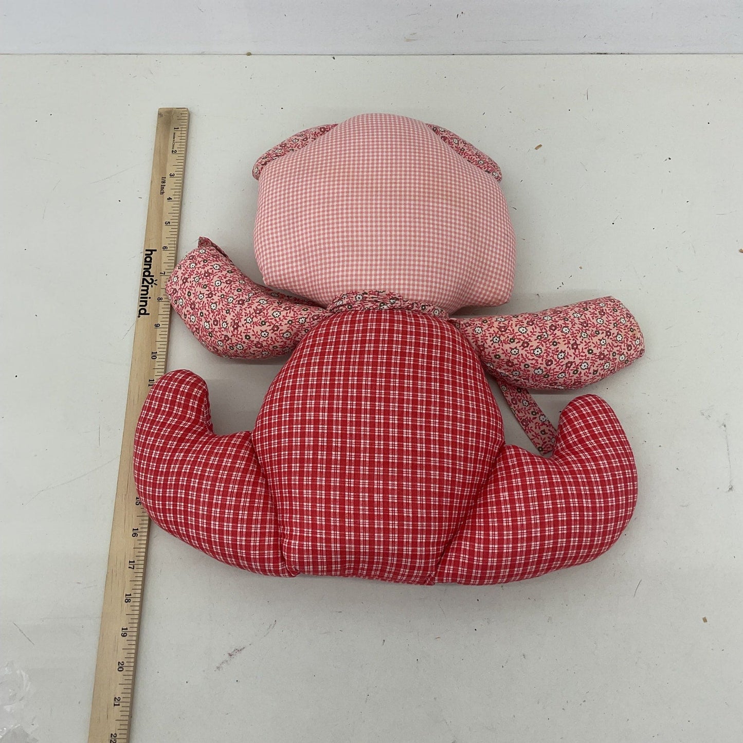 Vintage Large Handmade Gingham Plaid Teddy Bear Country Home Kitsch Plush Pillow - Warehouse Toys