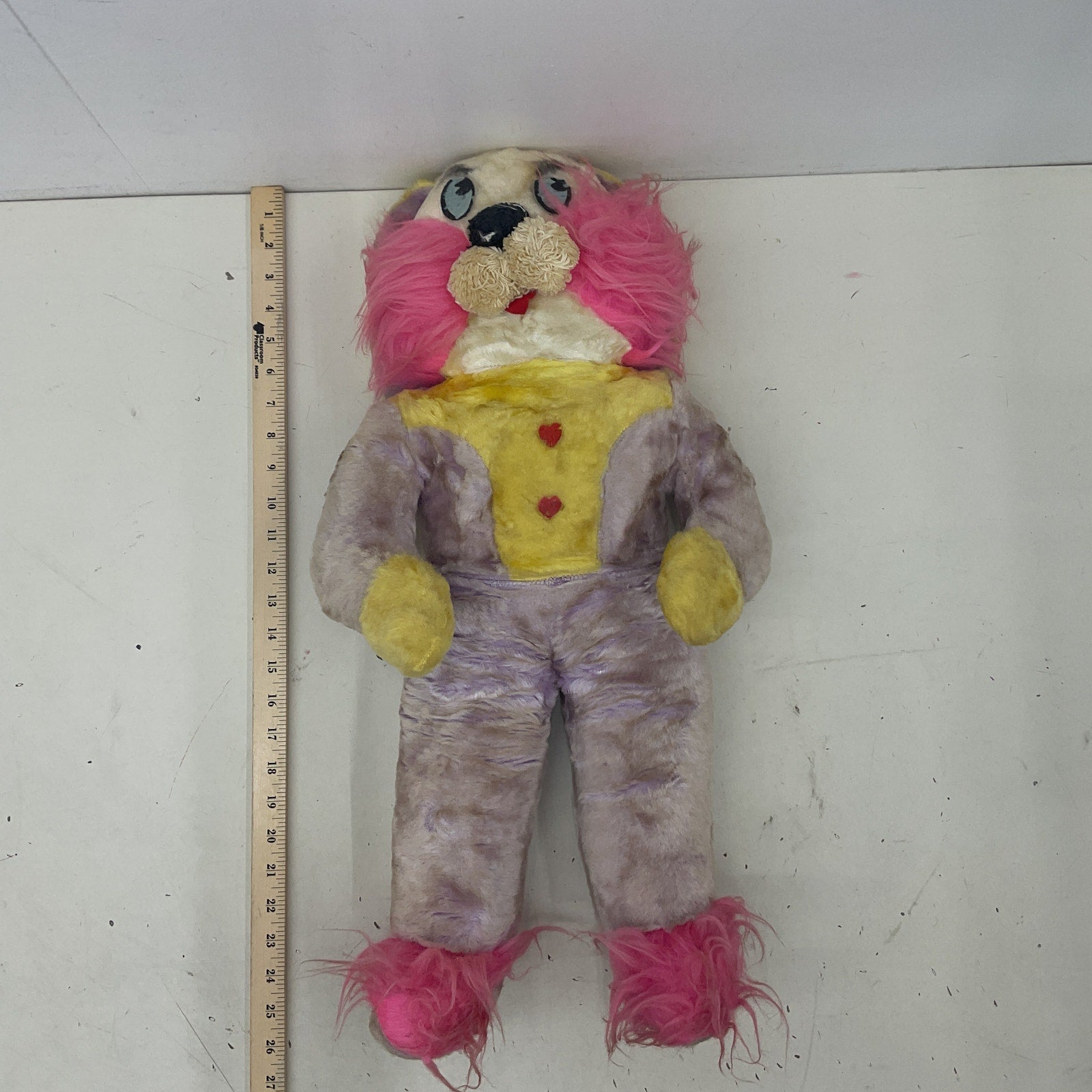 Vintage Large Purple & Pink Easter Bunny Rabbit Novelty Fair Prize Plush Doll - Warehouse Toys