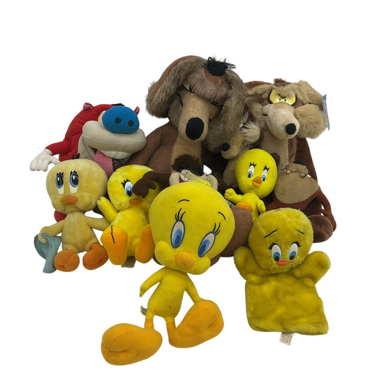 Vintage Looney Tunes Cartoon Plush Dolls Wile E Coyote Stimpy Cat Tweety Bird - Warehouse Toys