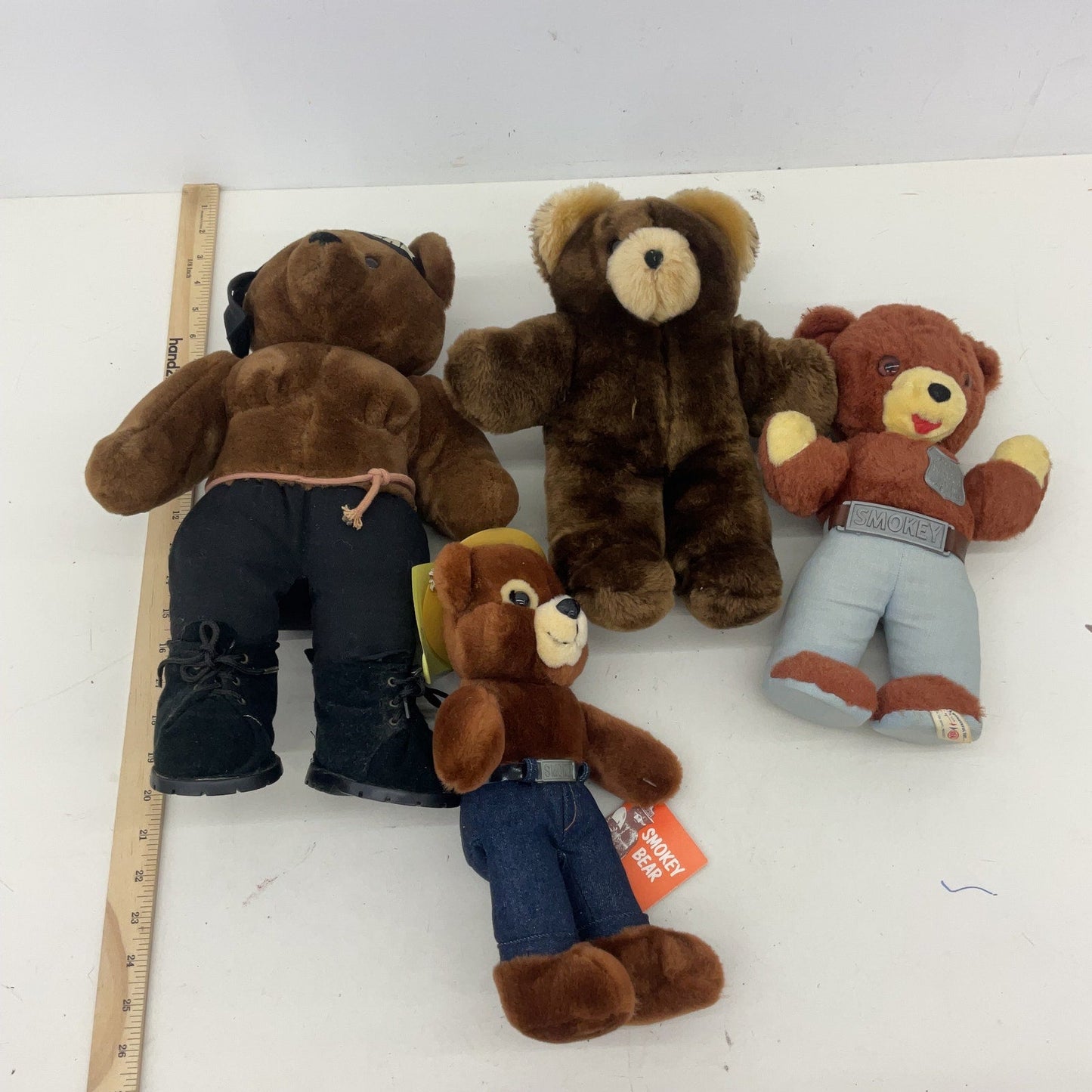 Vintage LOT 1980s Teddy Bears Plush Rambear Rambo Muscles Smokey the Bear Mascot - Warehouse Toys