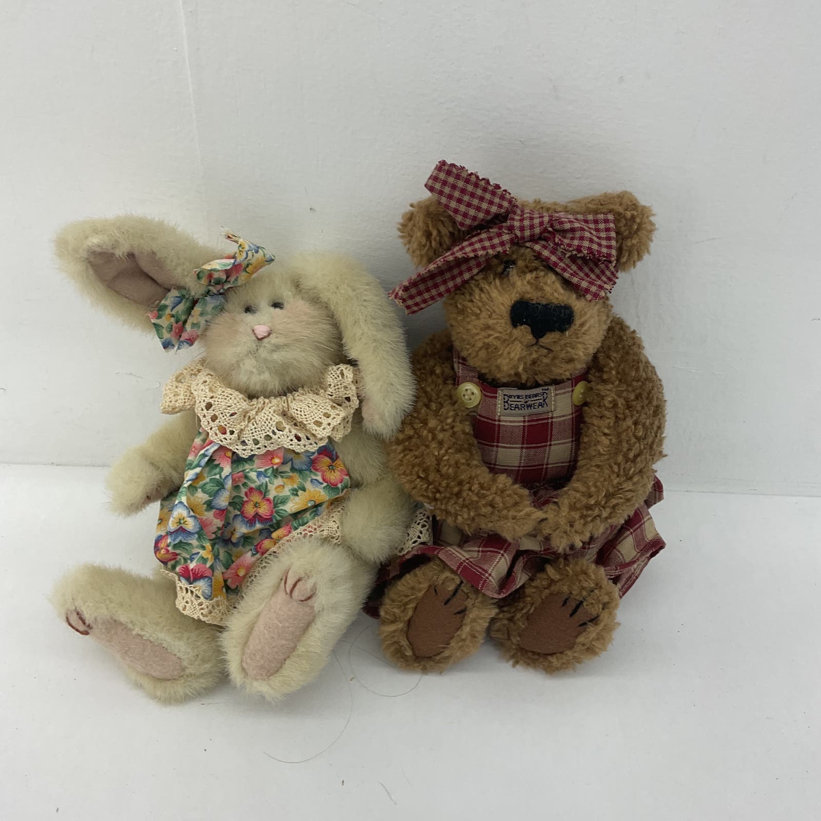 Vintage LOT 2 1990s Boyds Bears Teddy Bear & Bunny Rabbit Country Home Plush - Warehouse Toys