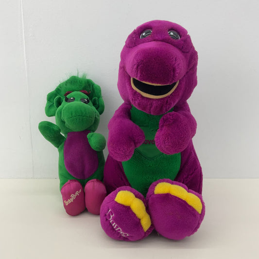 Vintage LOT 2 Barney & Friends Purple Dinosaur Green Baby Bop Plush Dolls Toys - Warehouse Toys