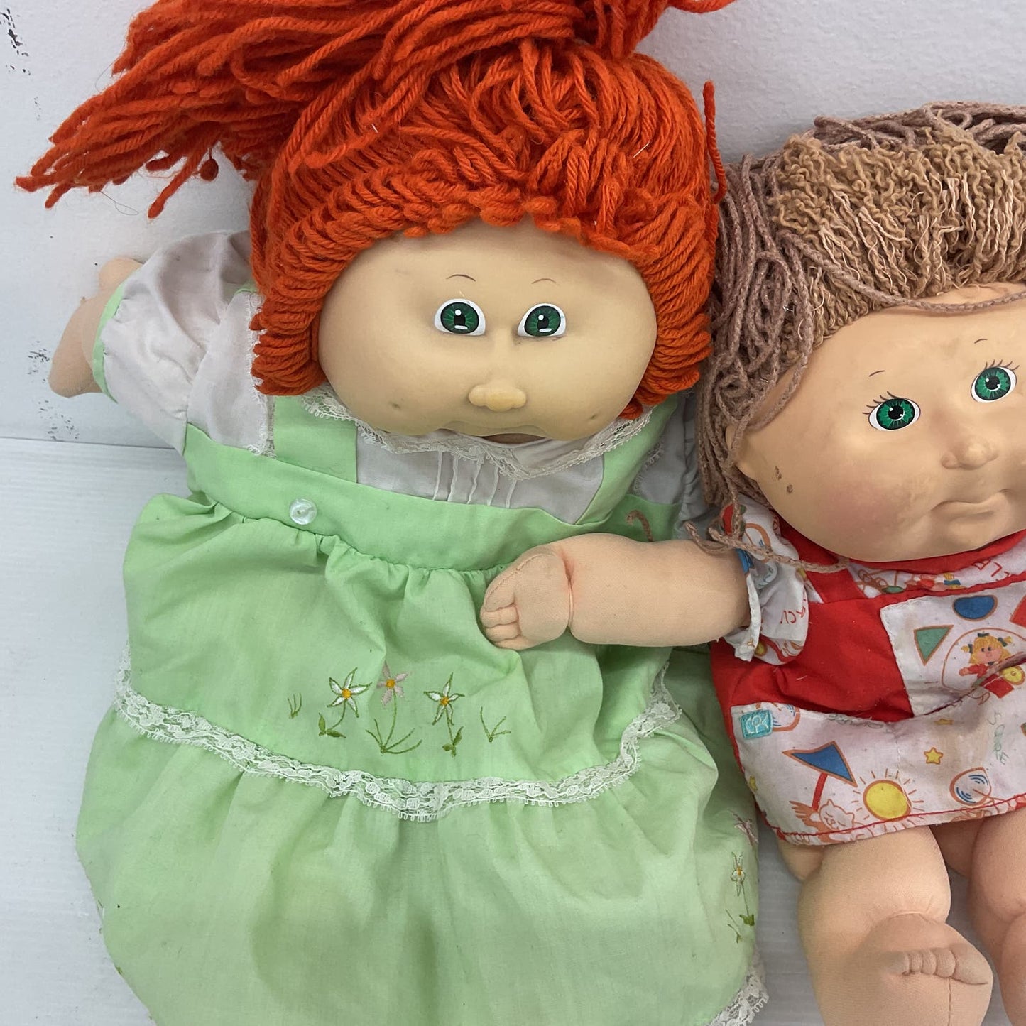 Vintage LOT 2 Cabbage Patch Kids Baby Dolls Red Headed Brunette - Warehouse Toys