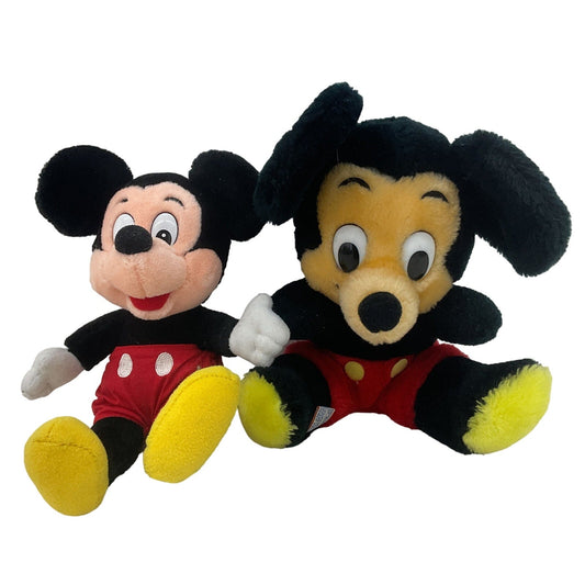 Vintage LOT 2 Disney Classic Mickey Mouse Plush Dolls Character Stuffed Toys - Warehouse Toys