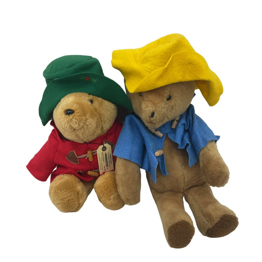 Vintage LOT 2 Paddington Bear Stuffed Animals Teddy in Raincoat Dolls - Warehouse Toys