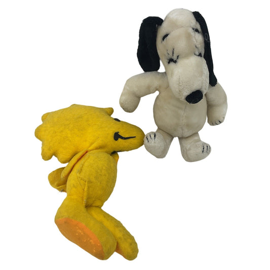 Vintage LOT 2 Peanuts Yellow Woodstock Bird & White Belle Snoopy's Sister Plush - Warehouse Toys