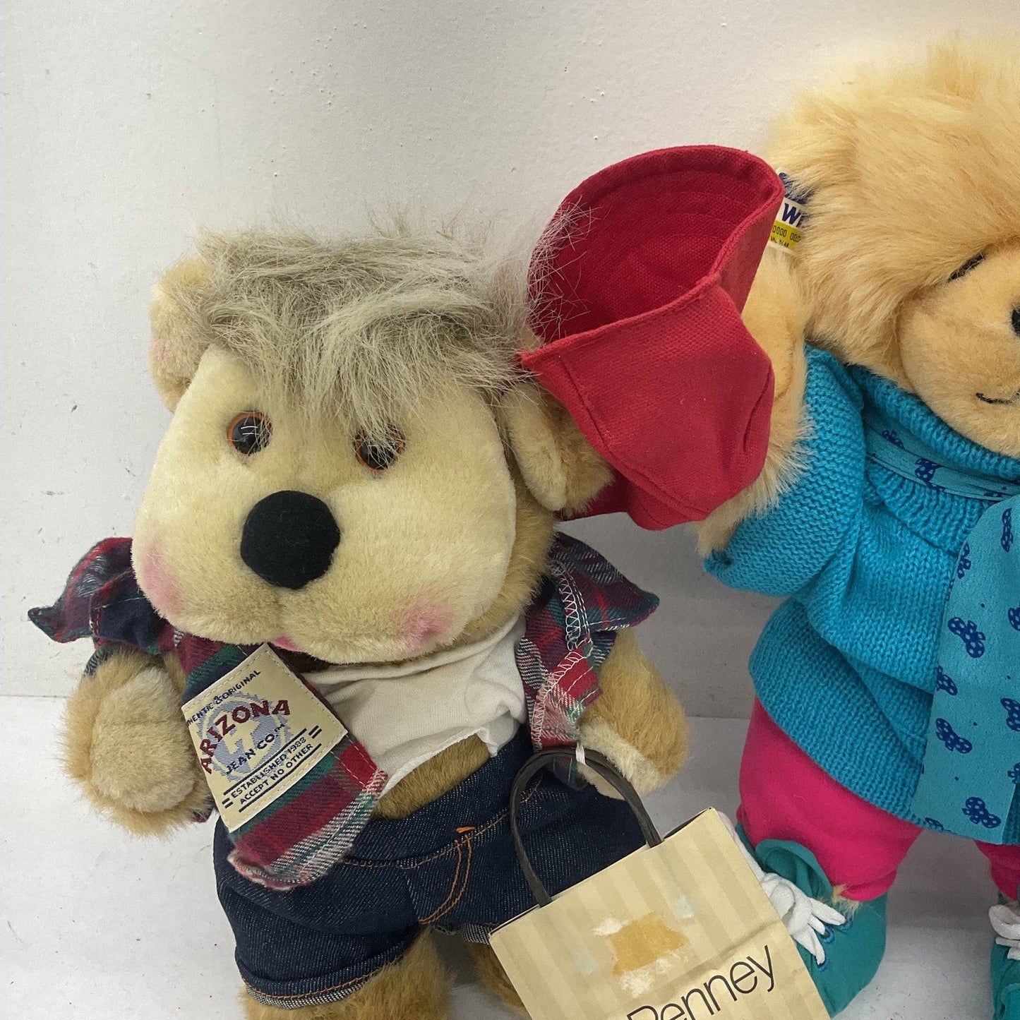 Vintage LOT 2 Preowned Teddy Bear Plush Dolls JCPenney's Shopper Sweater Outfit - Warehouse Toys