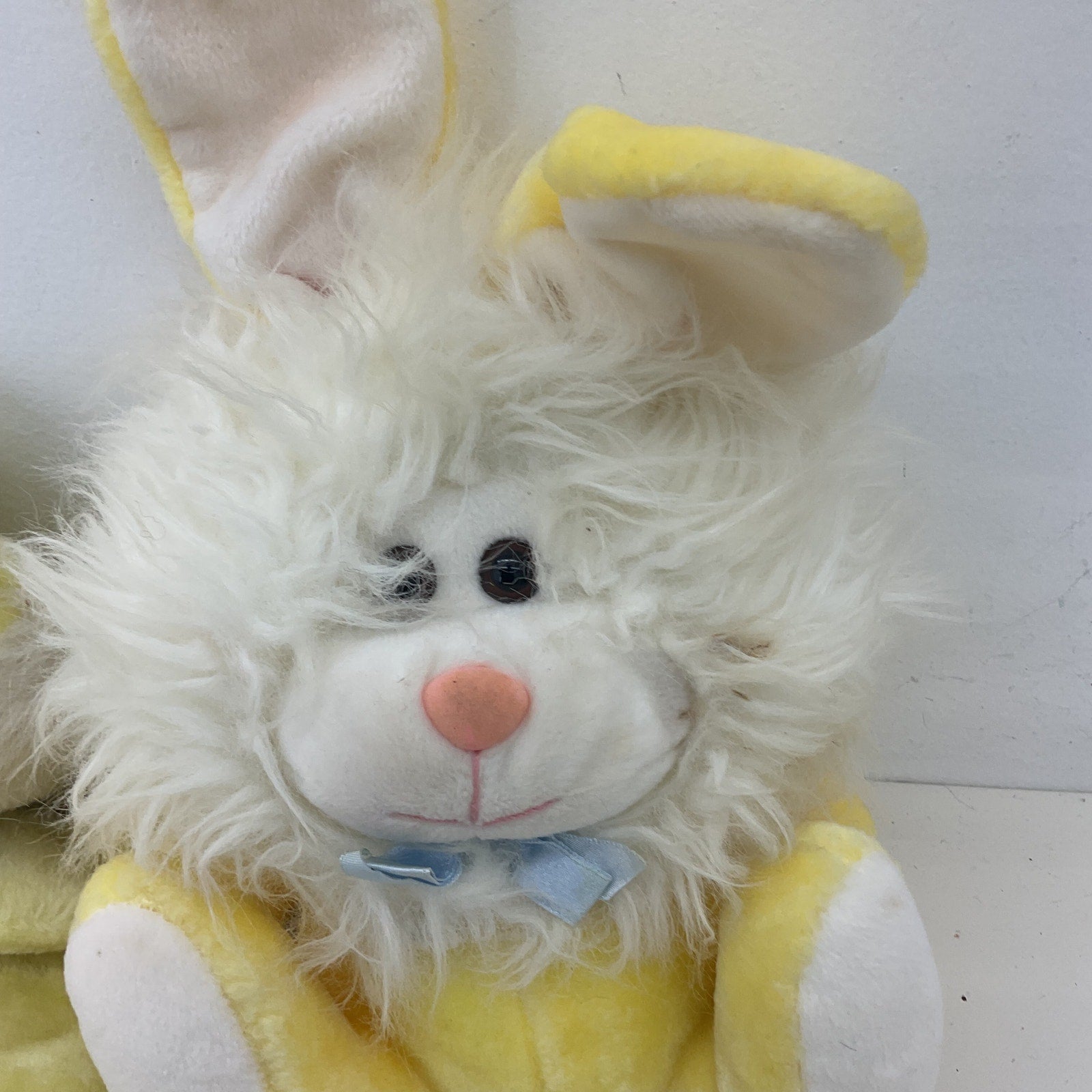 Vintage LOT 2 Preowned Yellow & White Easter Bunny Rabbit Plush Dolls CUTE - Warehouse Toys