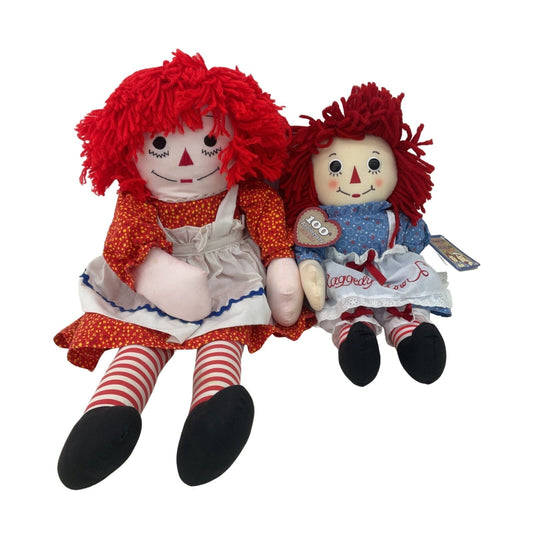 Vintage LOT 2 Raggedy Ann Plush Dolls Stuffed Toys - Warehouse Toys