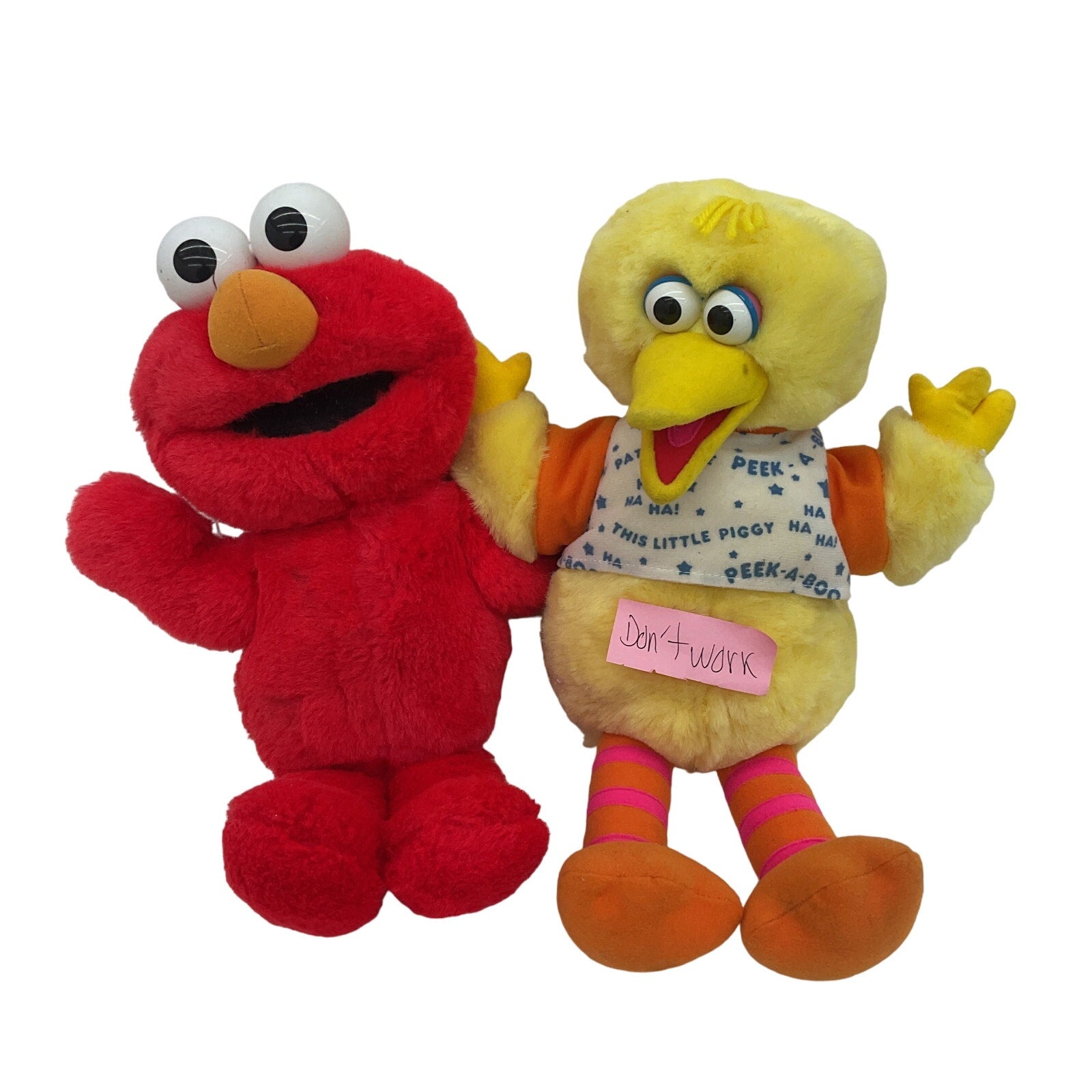 Vintage LOT 2 Sesame Street Baby Big Bird Elmo Plush Dolls - Warehouse Toys