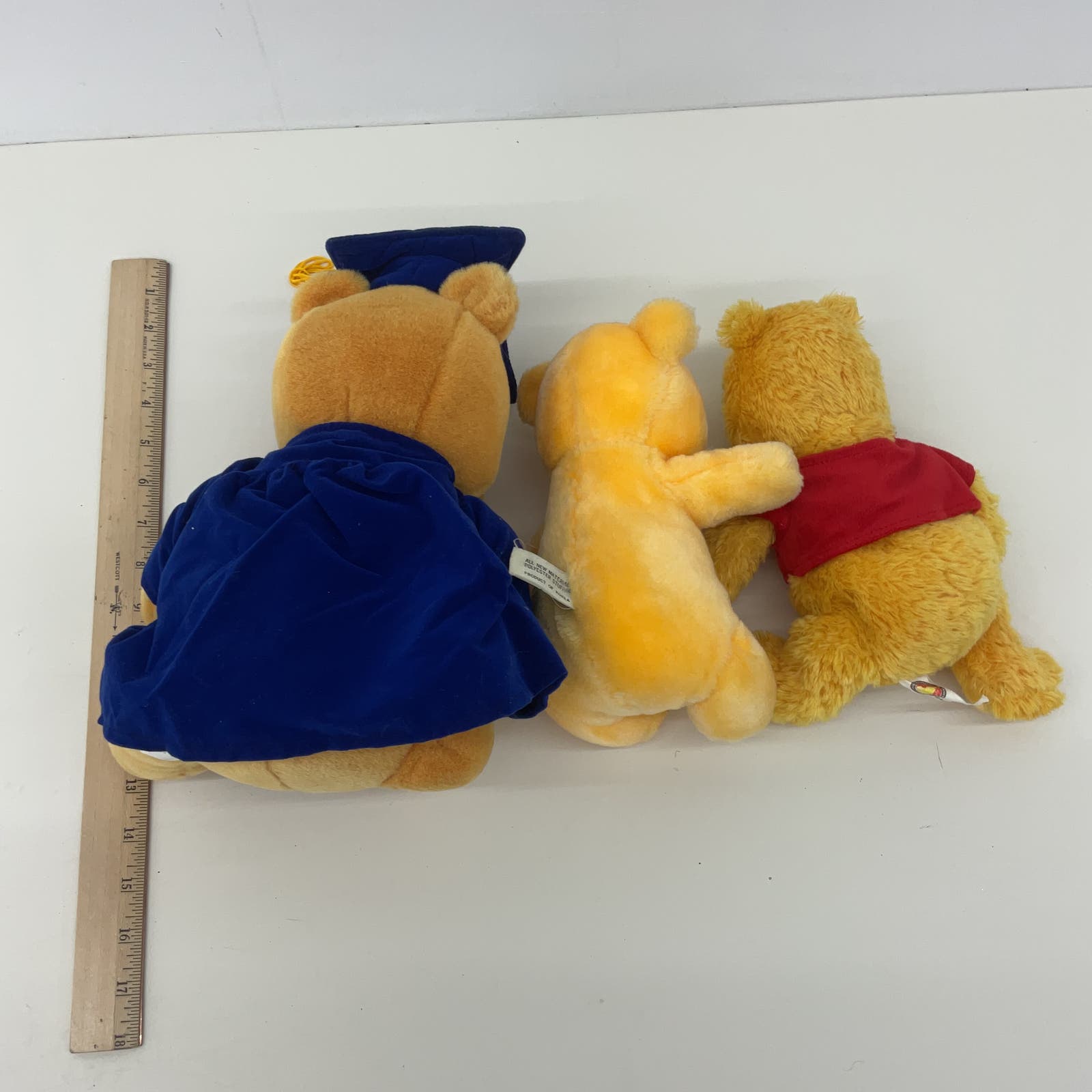 Vintage LOT 3 Disney Winnie the Pooh Bears Plush Dolls Graduation Themed Used - Warehouse Toys