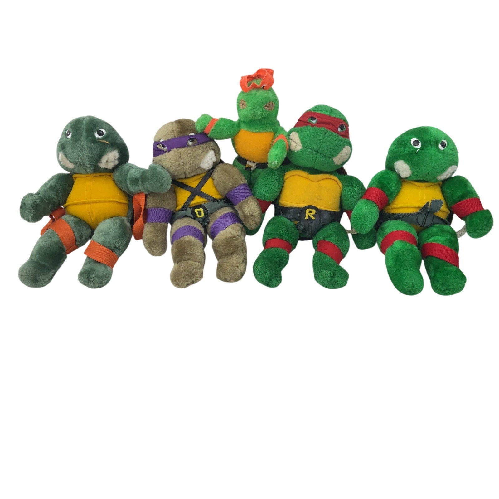 Vintage LOT 5 Various Sizes Teenage Mutant Ninja Turtle Stuffed Animal Preowned - Warehouse Toys