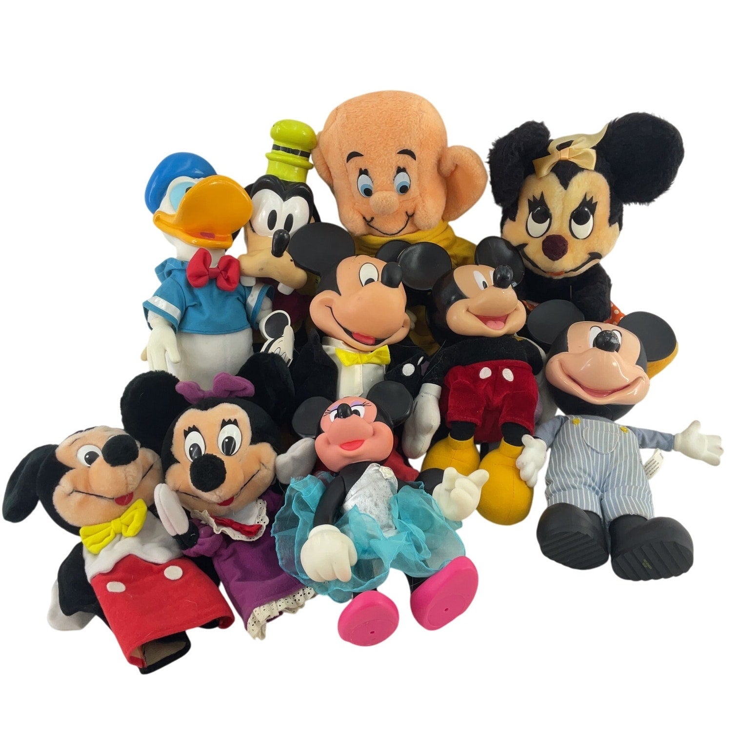 Vintage Lot of 10 Disney Plush Toys Hand Puppets Mickey Minnie Donald Pre - Owned - Warehouse Toys