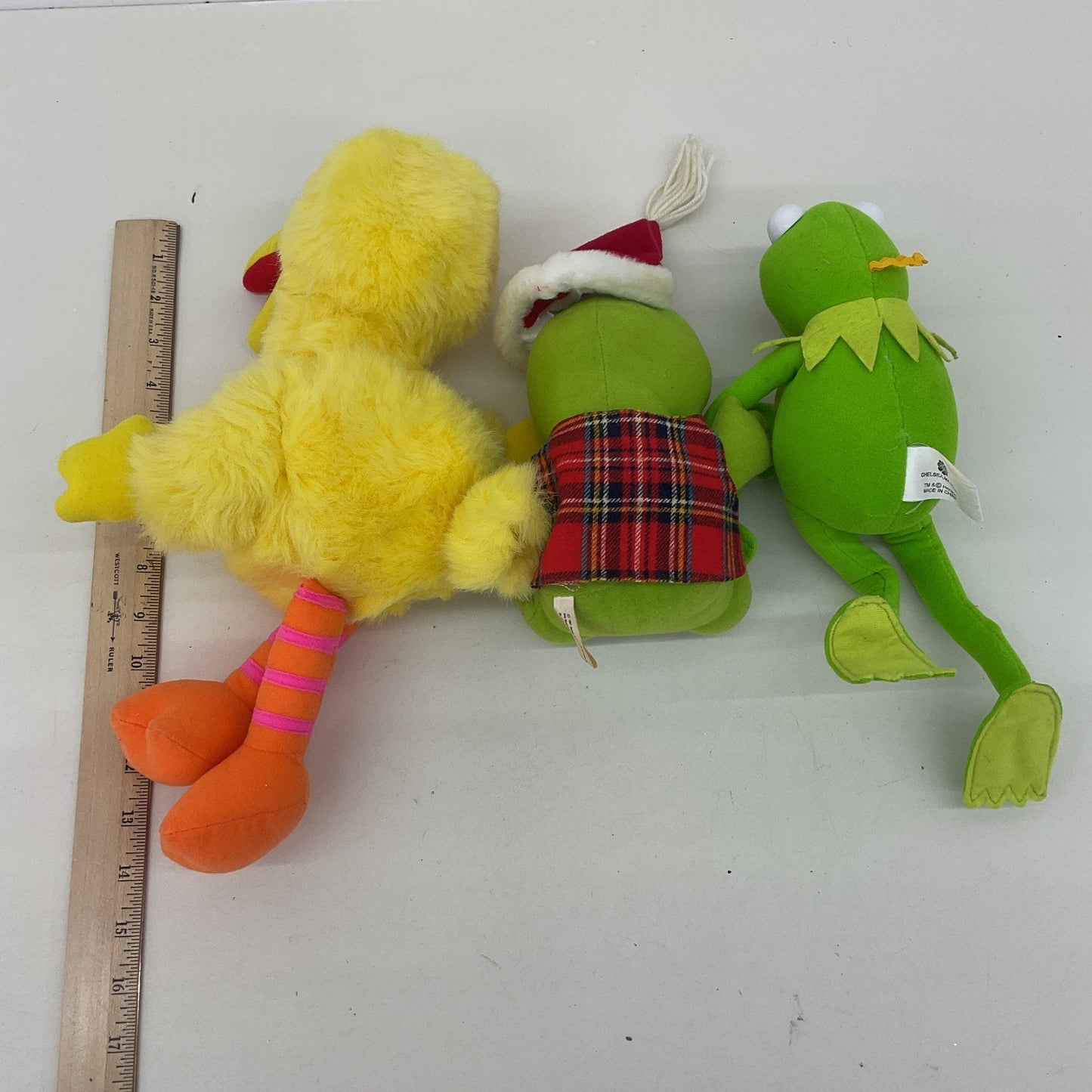 Vintage LOT Sesame Street Big Bird Muppets Kermit the Frog Plush Dolls Green - Warehouse Toys