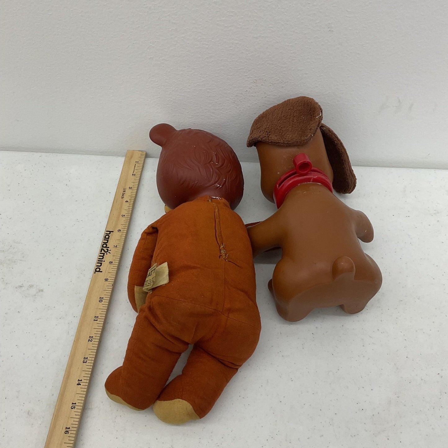 Vintage Mattel 1966 Talking Biff Bear & 1982 Ideal Rub A Dub Doggie Dolls LOT - Warehouse Toys