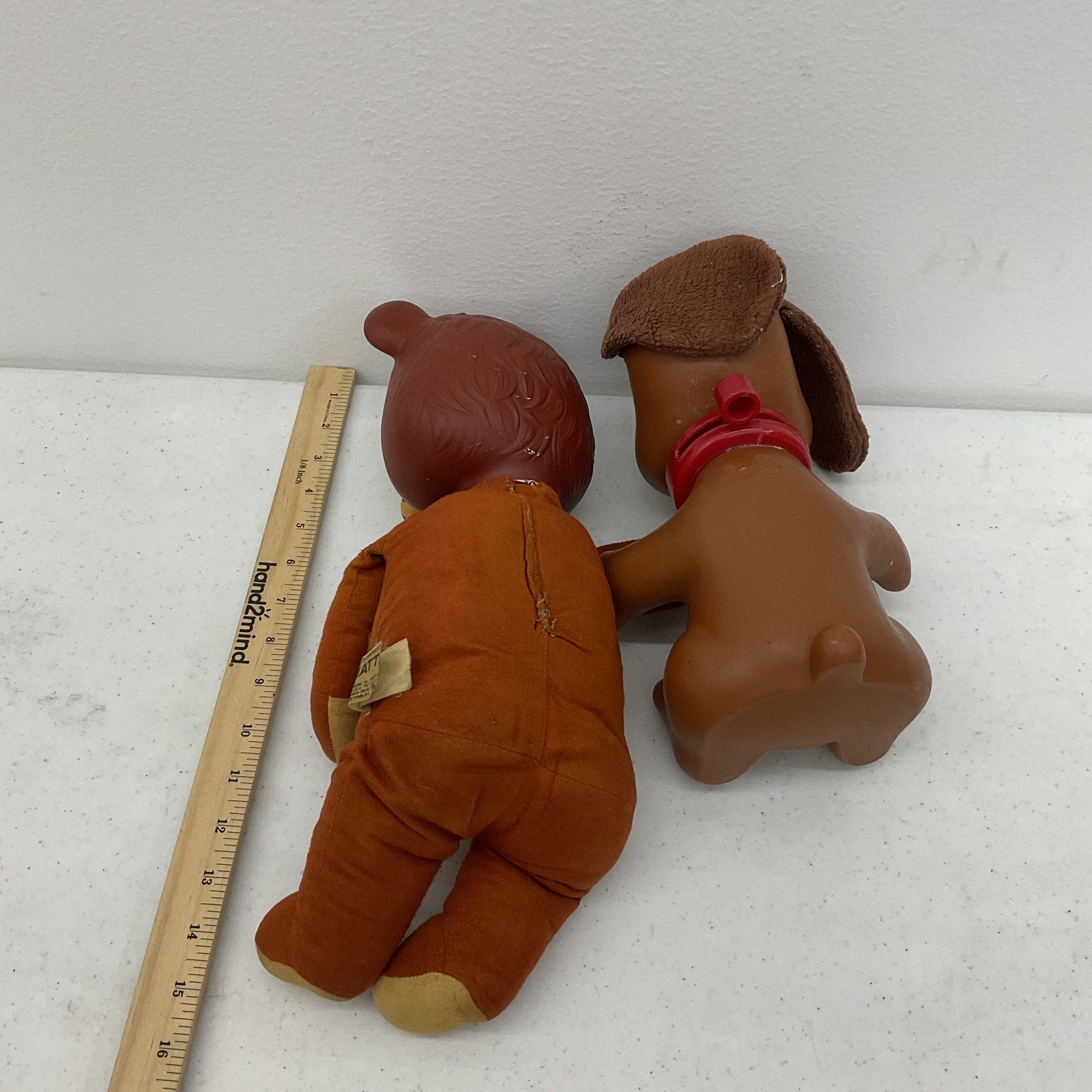 Vintage Mattel 1966 Talking Biff Bear & 1982 Ideal Rub A Dub Doggie Dolls LOT - Warehouse Toys