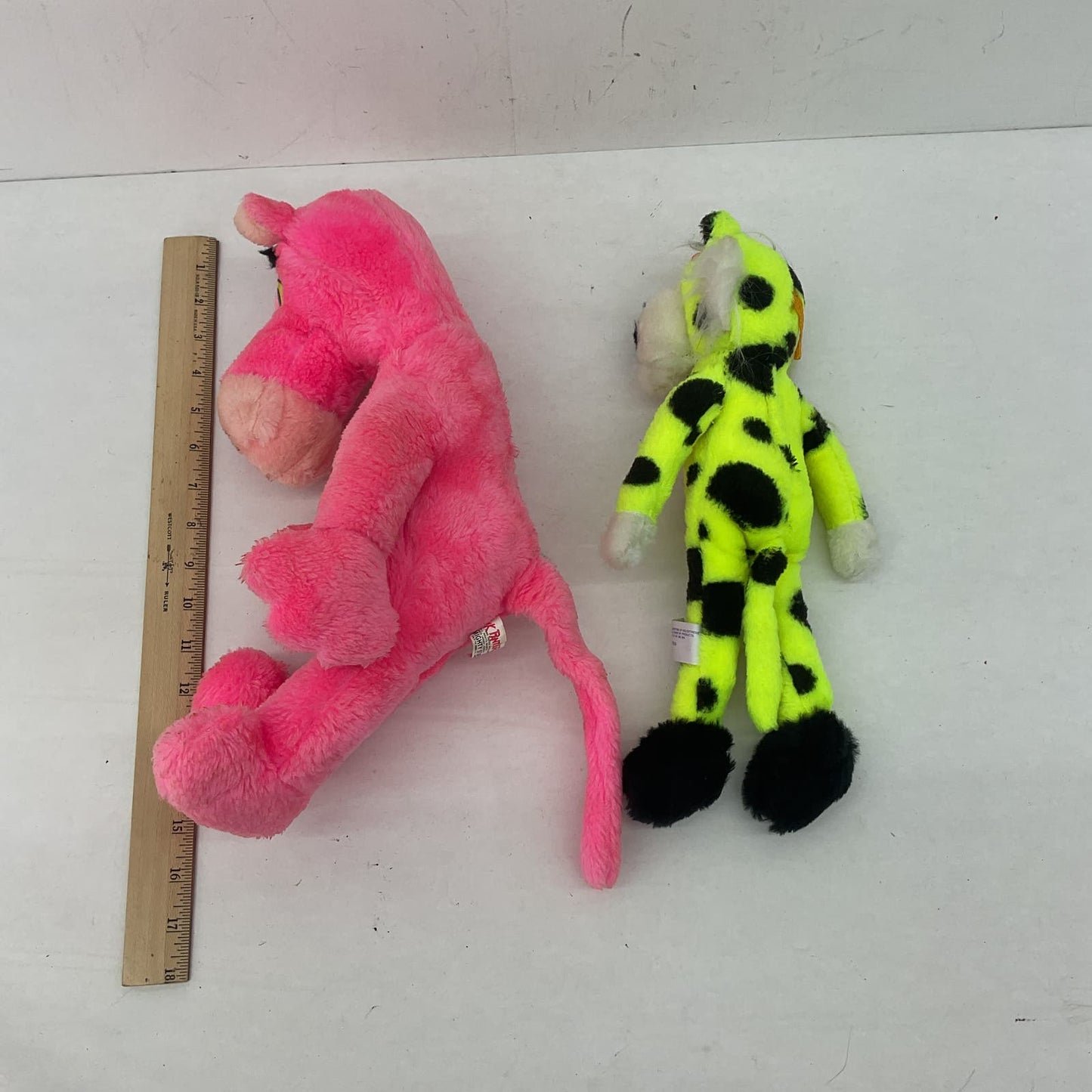 Vintage Mighty Star 80s Pink Panther Plush Doll Neon Green Cheetah in Sunglasses - Warehouse Toys