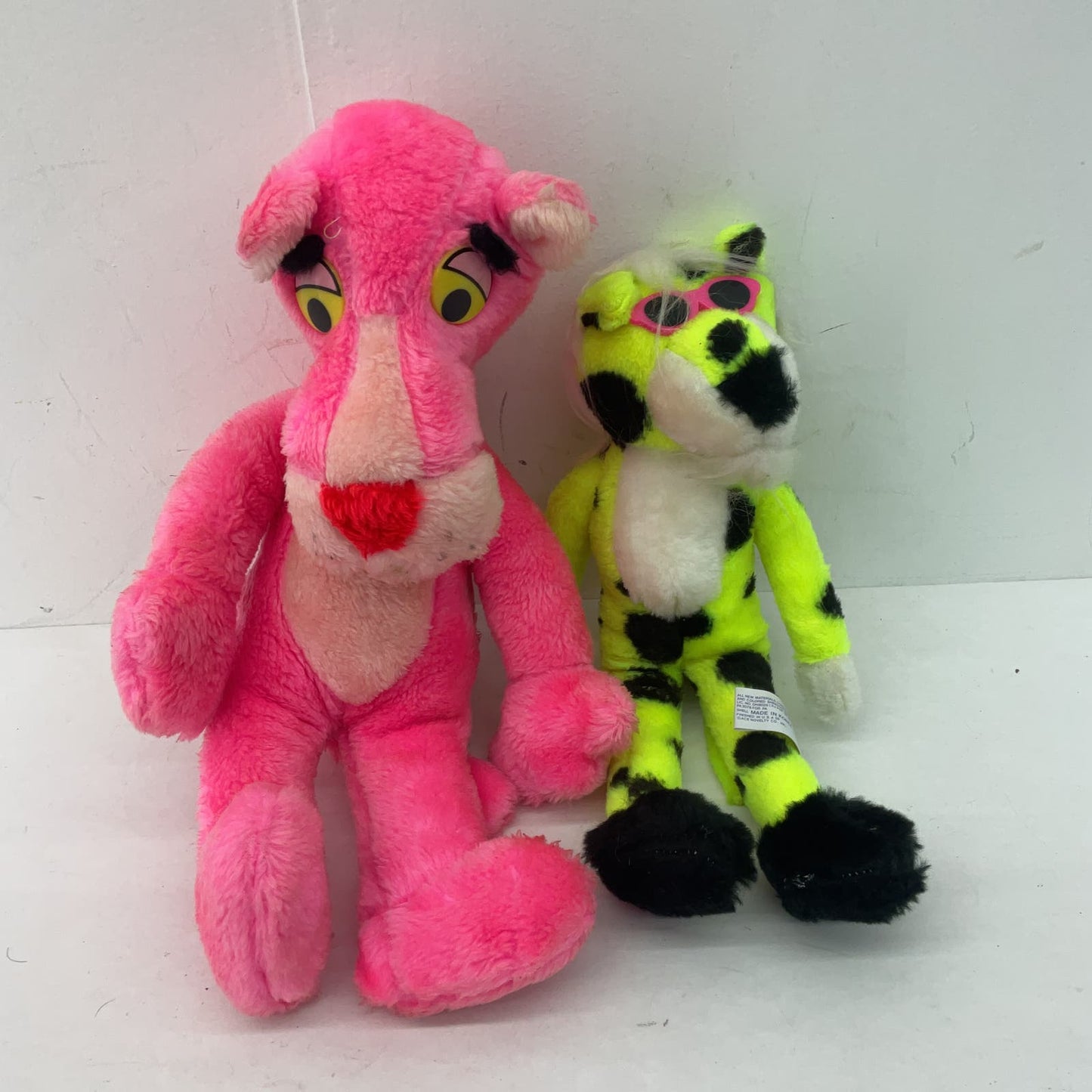 Vintage Mighty Star 80s Pink Panther Plush Doll Neon Green Cheetah in Sunglasses - Warehouse Toys