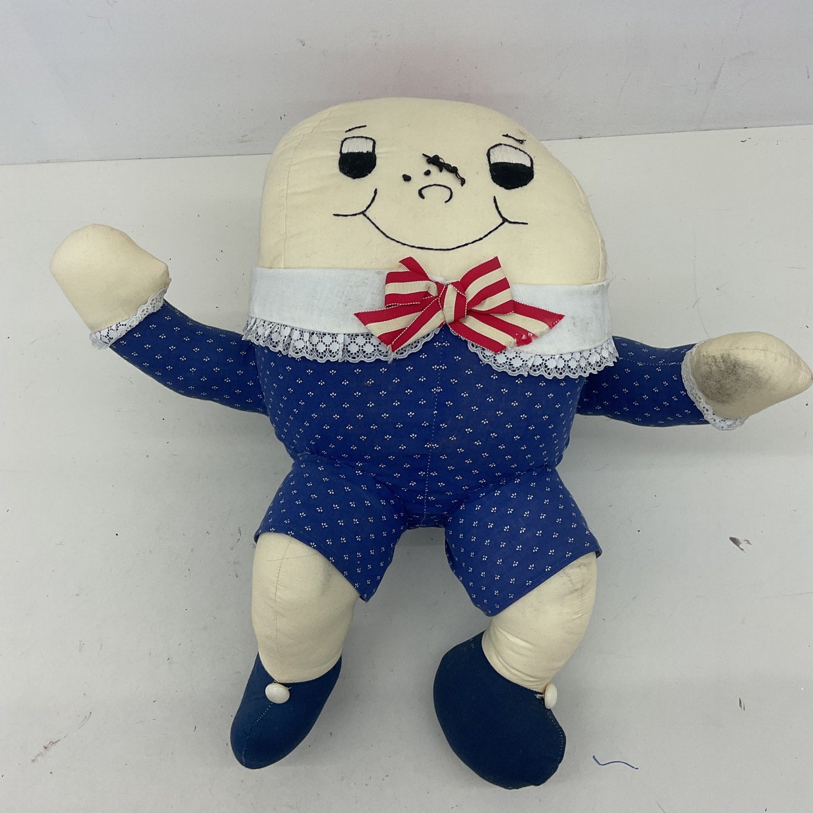 Vintage Miranda's Closet White & Blue Humpty Dumpty Egg Stuffed Animal, Preowned - Warehouse Toys