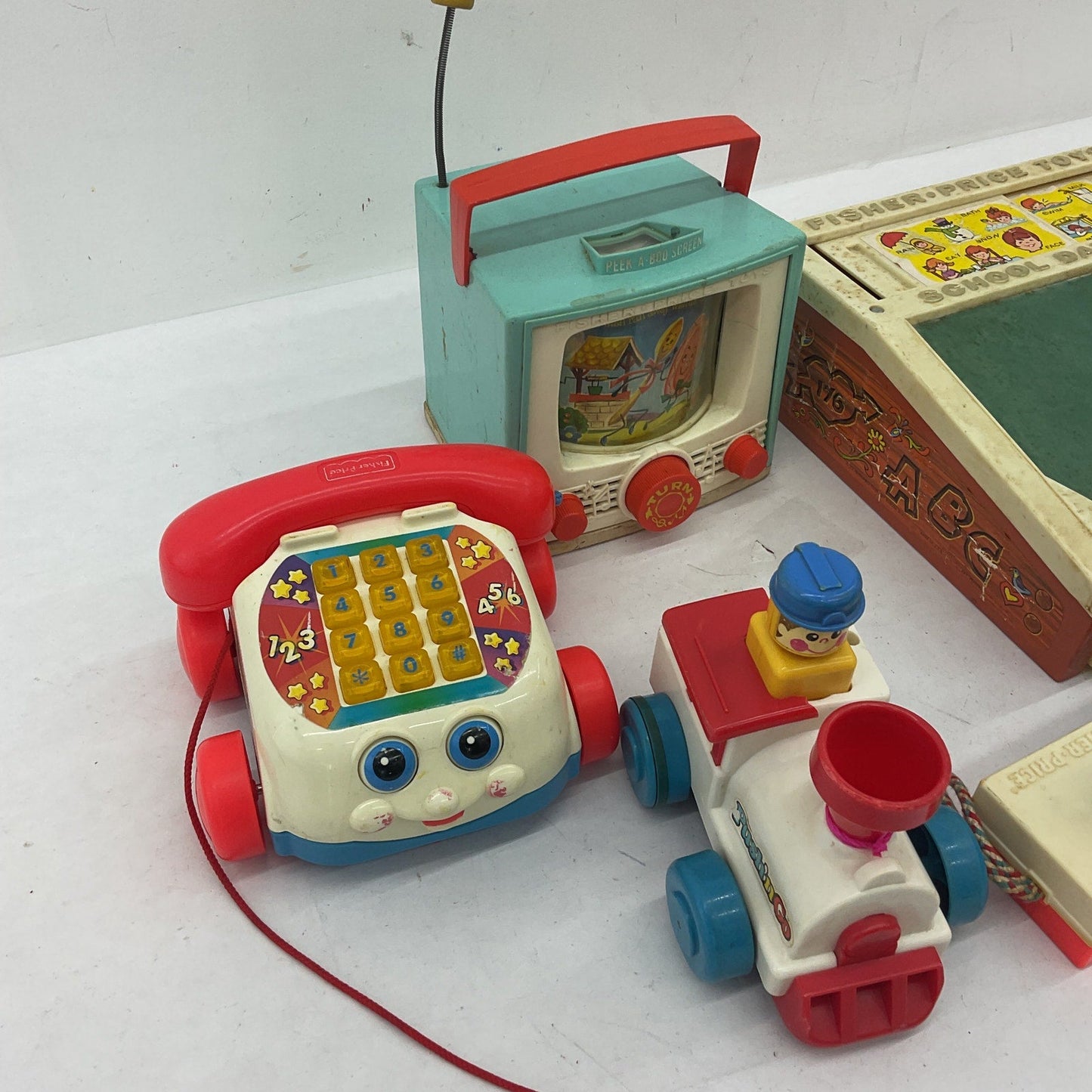 Vintage Mix LOT Classic Toys Fisher Price Diddle Diddle TV Chalkboard Camera - Warehouse Toys