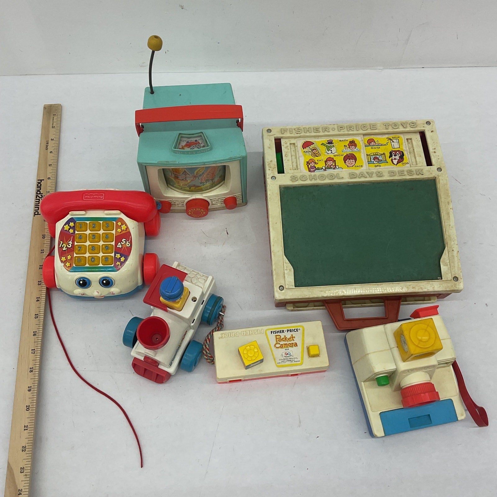 Vintage Mix LOT Classic Toys Fisher Price Diddle Diddle TV Chalkboard Camera - Warehouse Toys