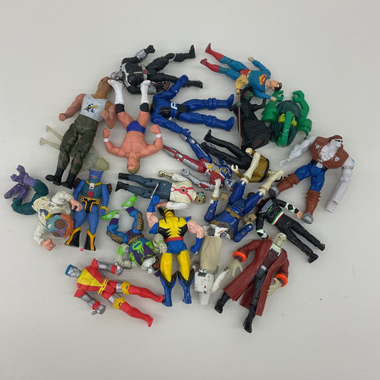 Vintage Mixed Action Figures LOT X - Men Superman Wolverine TMNT Galoob Wrestling - Warehouse Toys