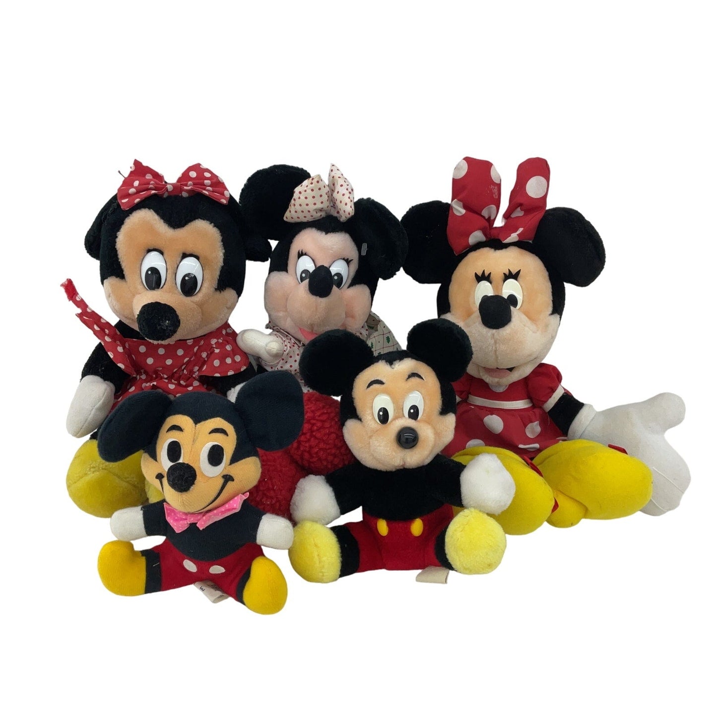 Vintage Mixed Disney Classic Character LOT Mickey Minnie Mouse Plush Dolls - Warehouse Toys