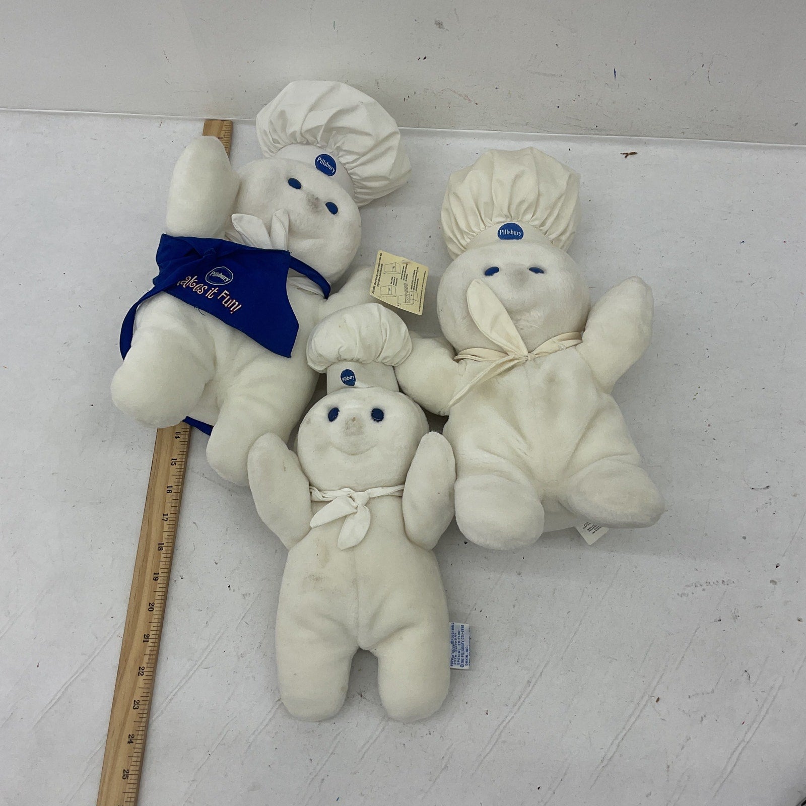 Vintage Mixed LOT 3 Pillsbury Doughbuy Mascot Baker Chef Plush Dolls Stuffed Toy - Warehouse Toys