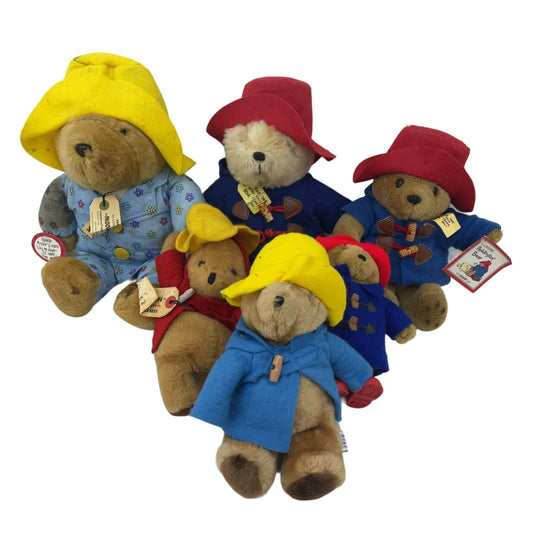 Vintage Mixed LOT Paddington Bear Teddy in Raincoat Hat Plush Dolls Stuffed - Warehouse Toys