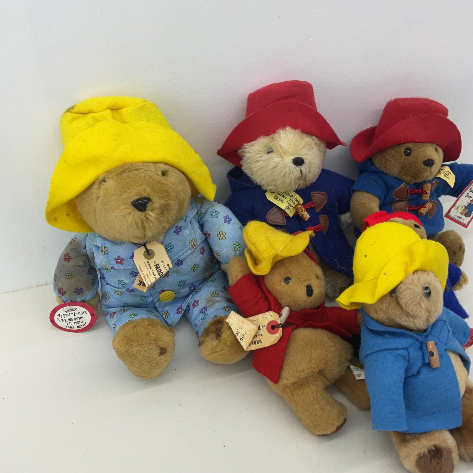 Vintage Mixed LOT Paddington Bear Teddy in Raincoat Hat Plush Dolls Stuffed - Warehouse Toys