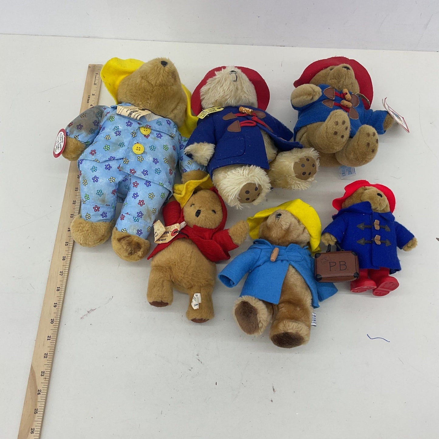 Vintage Mixed LOT Paddington Bear Teddy in Raincoat Hat Plush Dolls Stuffed - Warehouse Toys