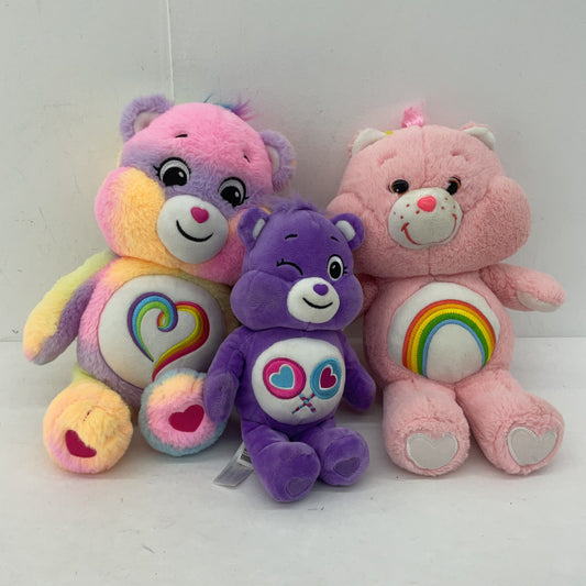 Vintage & Modern LOT Care Bears Pink Purple Cheer Bear Rainbow Heart Plush Dolls - Warehouse Toys