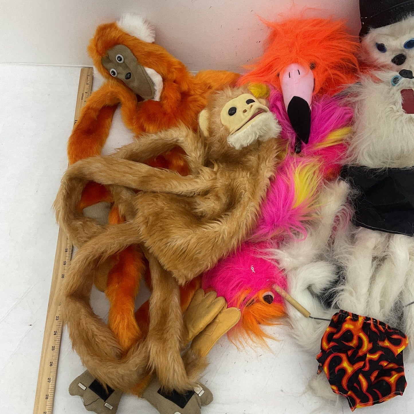 Vintage & Modern LOT Hand & Rod Plush Puppets Full Body Ape Monkey Furry Bird - Warehouse Toys