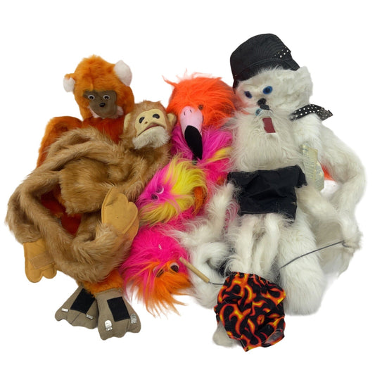 Vintage & Modern LOT Hand & Rod Plush Puppets Full Body Ape Monkey Furry Bird - Warehouse Toys