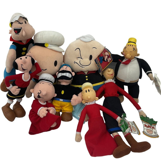 Vintage & Modern LOT Popeye Character Plush Dolls Swee Pea Bluto Olive Oyl Wimpy - Warehouse Toys