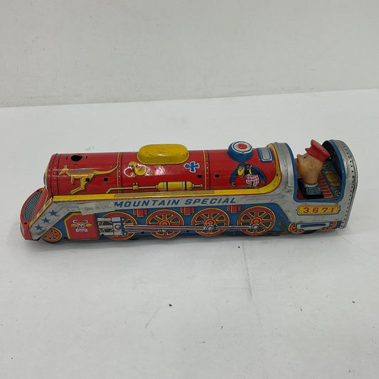 Vintage Mountain Special Express Tin Train Locomotive Toy Figure UNTESTED AS IS - Warehouse Toys