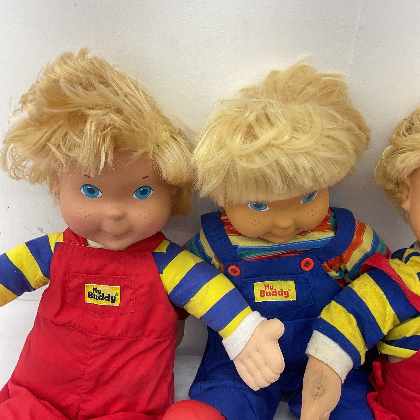 Vintage My Buddy Blonde Blue Eyes Little Boy 1980s Play Doll Preowned LOT of 3 - Warehouse Toys