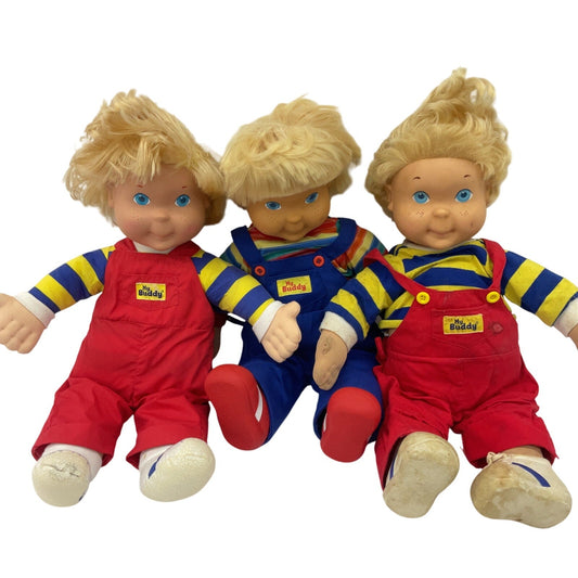 Vintage My Buddy Blonde Blue Eyes Little Boy 1980s Play Doll Preowned LOT of 3 - Warehouse Toys