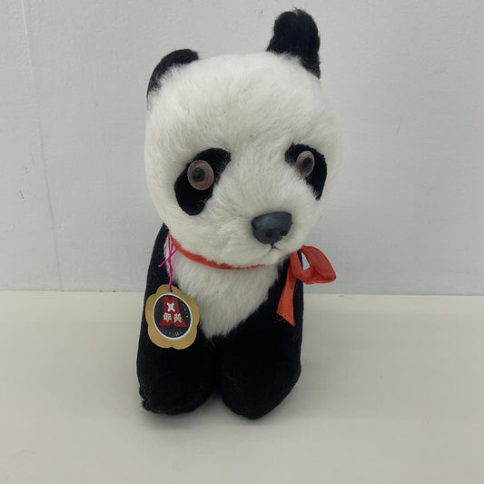 Vintage New With Tag China Souvenir White Black Panda Bear Plush Doll - Warehouse Toys