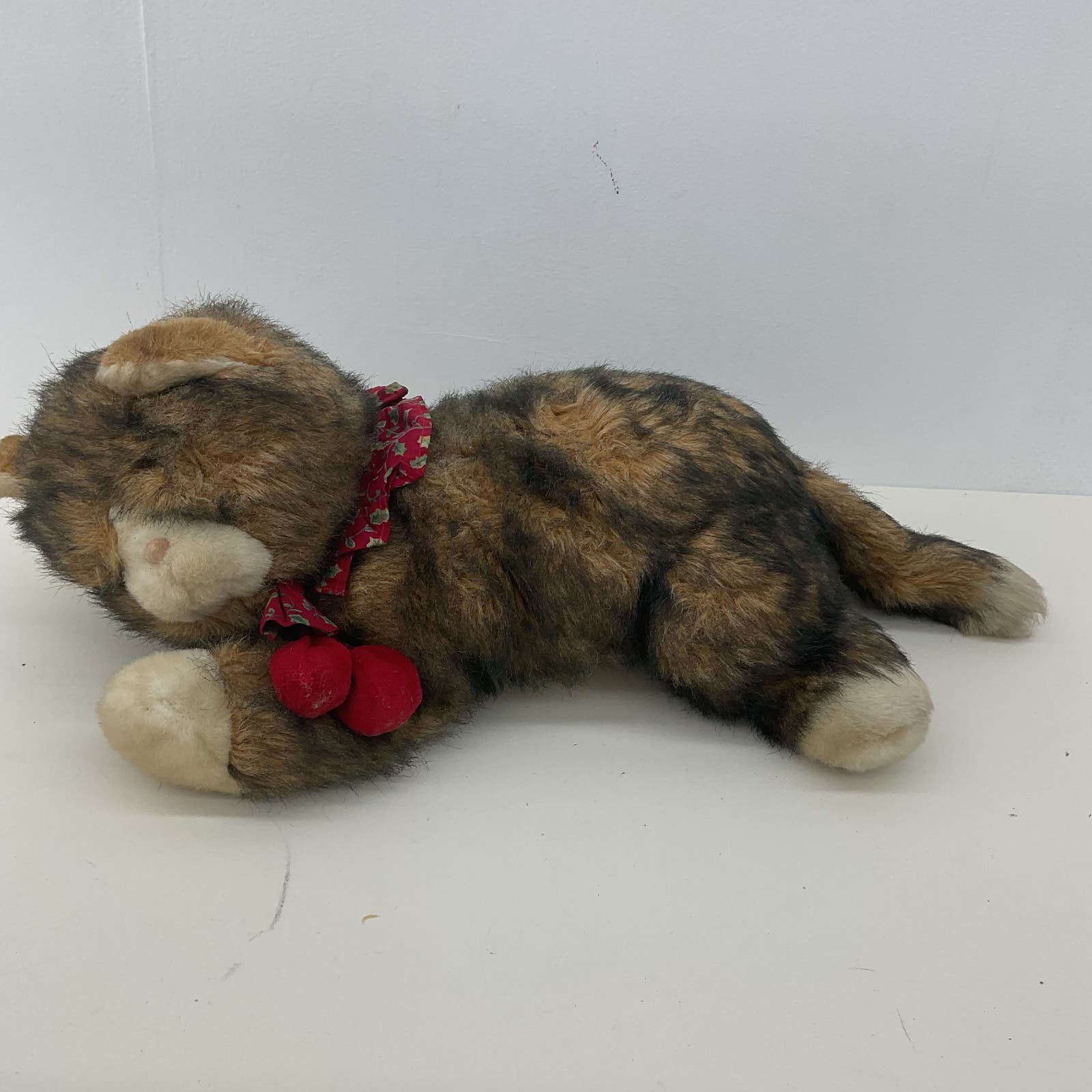 Vintage Nick & Noel Xmas Brown Cat Fluffy Soft Cuddly Plush Stuffed Toy - Warehouse Toys