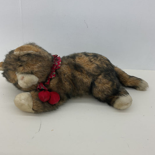 Vintage Nick & Noel Xmas Brown Cat Fluffy Soft Cuddly Plush Stuffed Toy - Warehouse Toys