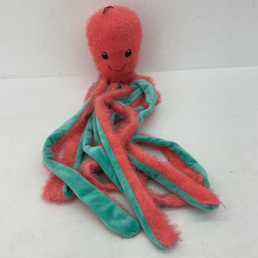 Vintage Octopus Plush Toy - Pink Green Long Ocean Fish Stuffed Animal - Warehouse Toys